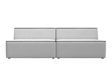 Прямой модульный диван Монс белого цвета с черным кантом (экокожа)