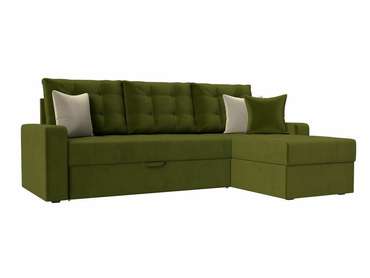 Угловой диван-кровать Ливерпуль зеленого цвета правый угол