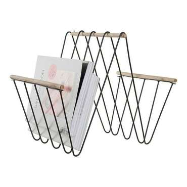 Полка для журналов 41 x 31 x 36 cm Чёрный Железо Деревянный MDF