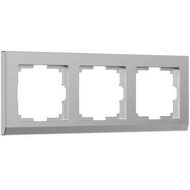 Рамка из пластика на 3 поста Stark серебряный W0031806