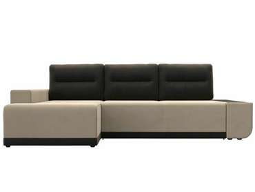Угловой диван-кровать Чикаго бежево-коричневого цвета левый угол