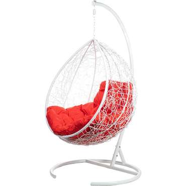 Кресло подвесное Tropica бело-красного цвета