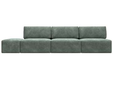 Модульный диван-кровать с пуфом Лига-060 Лонг светло-зеленого цвета