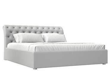 Кровать Сицилия 200х200 белого цвета с подъемным механизмом (экокожа)