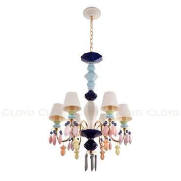 Подвесная люстра LOTTIE-A C6 цветная керамика - золото