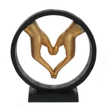 Декоративная фигурка Сердце из рук черно-золотого цвета