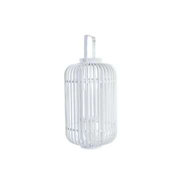 Фонарь DKD Home Decor Стеклянный Белый Бамбук (28 x 28 x 47 cm)