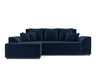 Угловой диван-кровать Каскад темно-синего цвета левый угол