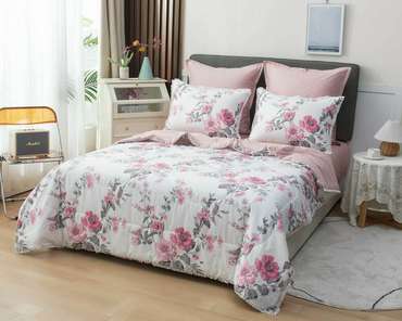 Комплект постельного белья Бернадетт №62 150х210 бело-розового цвета