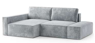 Угловой диван-кровать Софт серого цвета левый с банкеткой