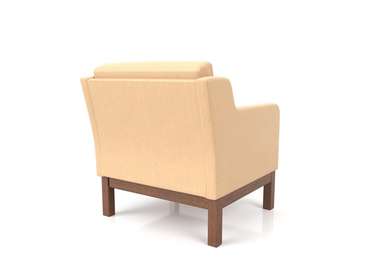 Кресло Айверс из массива сосны с обивкой кремовый кожзам