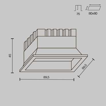 Встраиваемый светильник Technical DL056-8W3-4-6K-W Okno Downlight
