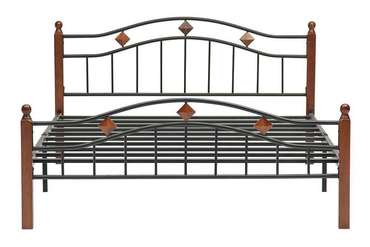 Кровать металлическая 160х200 черно-коричневого цвета