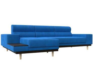 Угловой диван-кровать Леонардо голубого цвета левый угол