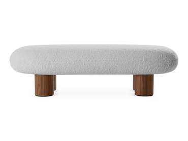 Банкетка Liora светло-серого цвета с коричневыми ножками