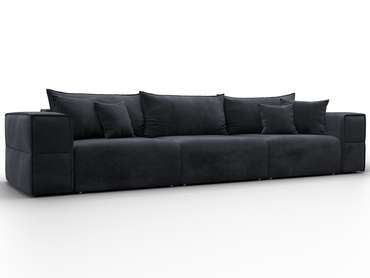 Диван-кровать Лига-058 Лонг в обивке из велюра темно-серого цвета