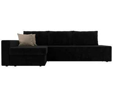 Угловой диван-кровать Версаль черного цвета левый угол