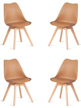 Комплект из четырех стульев Tulip бежевого цвета