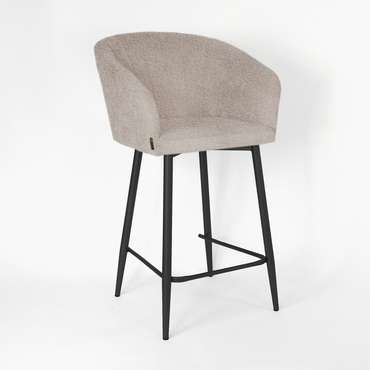 Барный стул Гарда серо-бежевого цвета с черными ножками