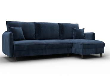 Угловой диван-кровать Лига-064 темно-синего цвета