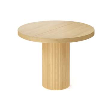 Обеденный стол раздвижной Бунда из массива бежевого цвета