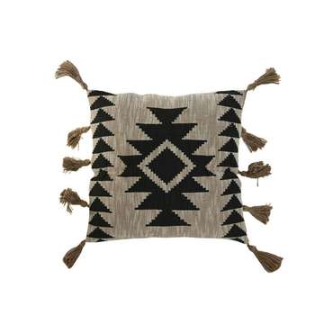 Декоративная подушка Boho 45x45 бежево-черного цвета