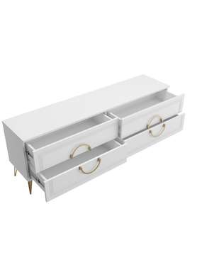 Тумба под телевизор Оливия ОЛ-04 цвет белый бриллиант/бланж