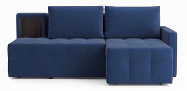 Угловой диван-кровать Кельн темно-синего цвета правый