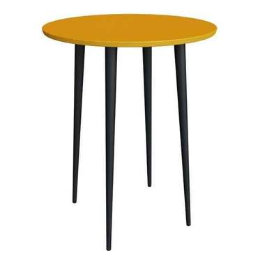 Стол Спутник мини желто-горчичного цвета на черных ножках