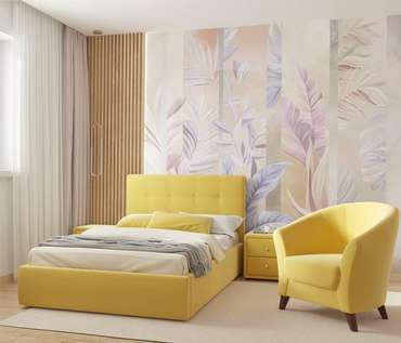 Кровать Selesta 120х200 с матрасом желтого цвета