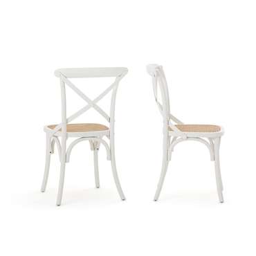 Комплект из двух стульев из дерева и плетения Cedak белого цвета