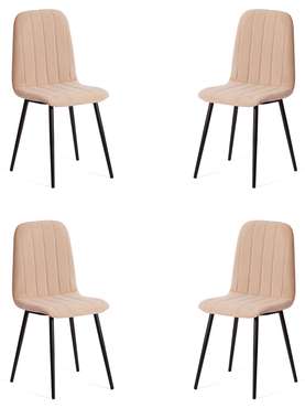 Комплект из четырех стульев Arc бежевого цвета