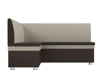 Угловой диван Уют бежево-коричневого цвета (экокожа/ткань) левый угол