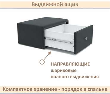 Мягкая прикроватная навесная тумба Mild черного цвета