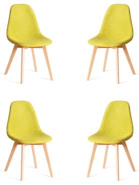 Комплект из четырех стульев Cindy Soft желтого цвета