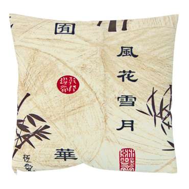 Декоративная подушка Стебли Бамбука бежевого цвета
