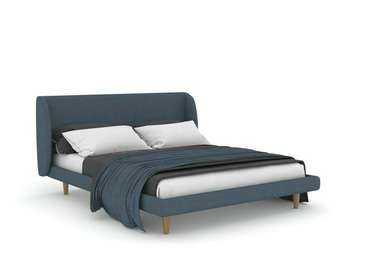 Кровать Флай 160х200 темно-синего цвета без подъемного механизма 