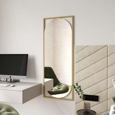 Дизайнерское настенное зеркало Kvaden M в металлической раме золотого цвета