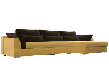 Угловой диван-кровать Пекин Long желто-коричневого цвета угол правый