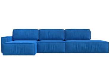Угловой диван-кровать Прага модерн лонг голубого цвета левый угол