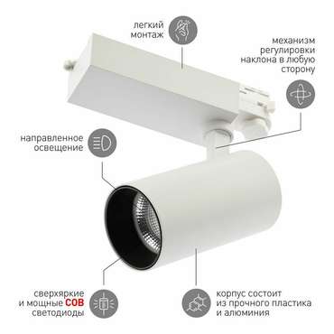 Трековый светильник ЭРА SТR-30-36-40K-W30 Б0049754