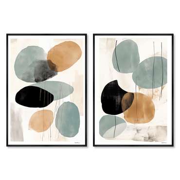 Набор из двух репродукций картин Shapes in pastel colors, 2024г.