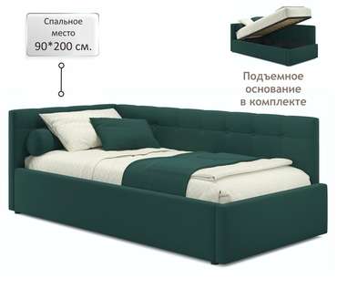 Кровать-тахта Bonna 90х200 изумрудного цвета с подъемным механизмом