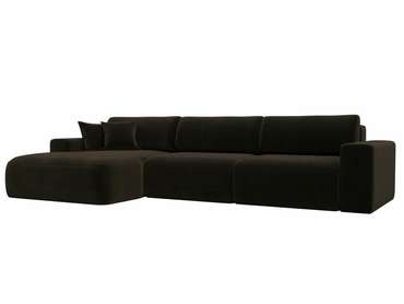 Угловой диван-кровать Лига 036 Классик Лонг темно-коричневого цвета левый угол