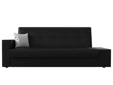 Диван-кровать Лига 020 черного цвета со столиком справа (экокожа)