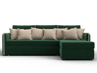 Угловой диван-кровать Лига-078 зеленого цвета правый