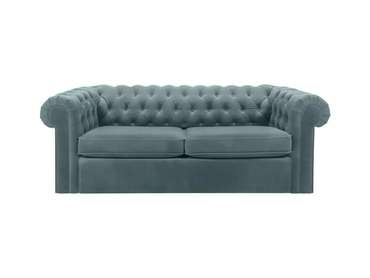 Диван Chesterfield серо-синего цвета