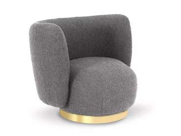 Кресло Lucca серого цвета с золотым основанием