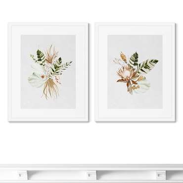 Набор из 2-х репродукций картин в раме Floral set in pale shades, No5