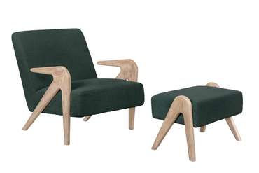Кресло с пуфом Arrow Oak зеленого цвета